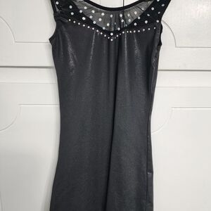 Black Embellished Scoop Neck Sheath Bodysuit